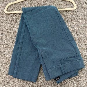 LOFT Skinny Dress Pants - turquoise & white